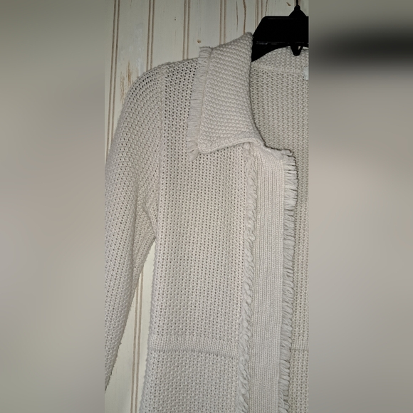 Ladies Boden Cardigan Sweater Pockets Heavy Knit Snap Front Cream Preppy 4 - Picture 2 of 11